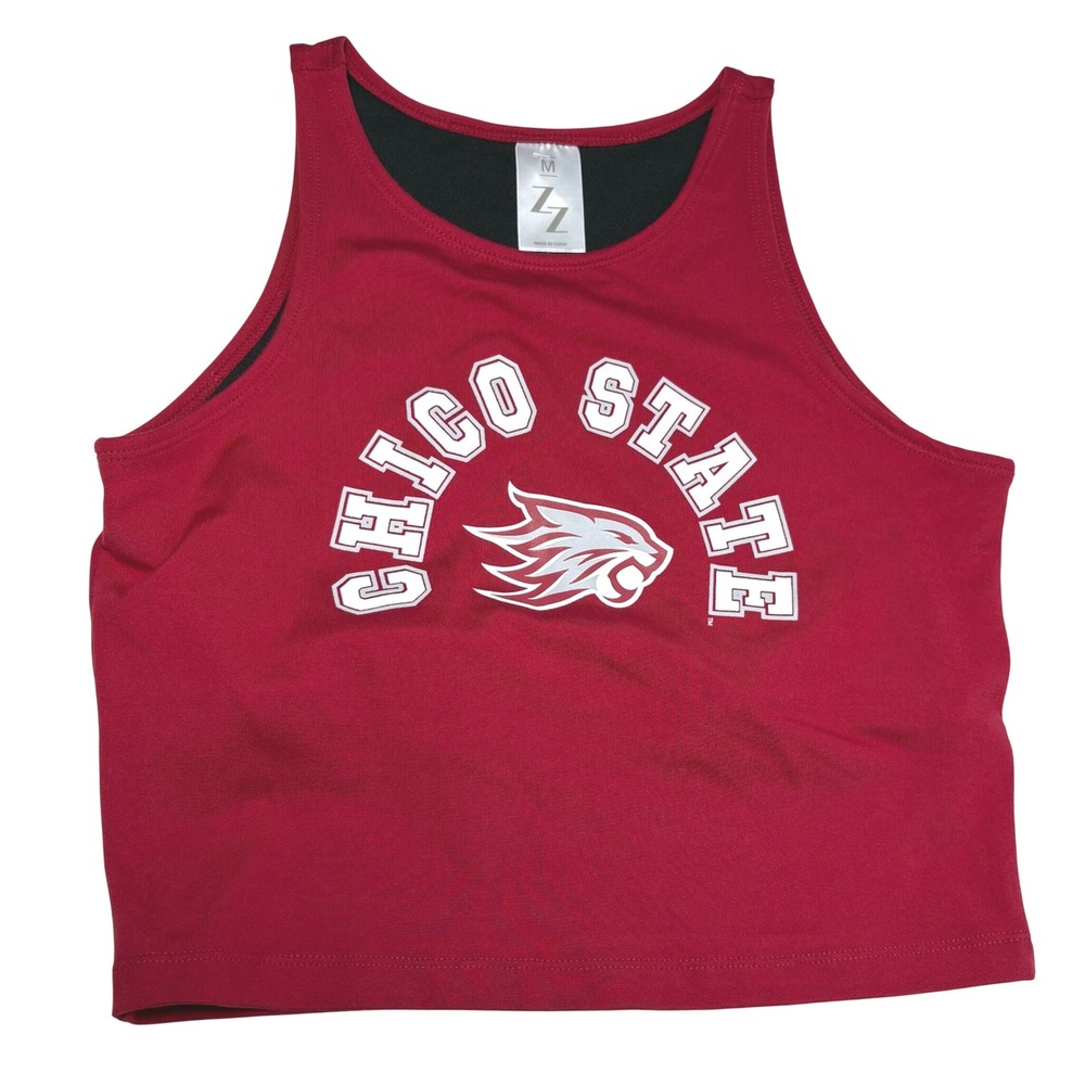 Med Chico State Wildcats Crop Tank Top Built-in Bra Zoozatz College Team Red